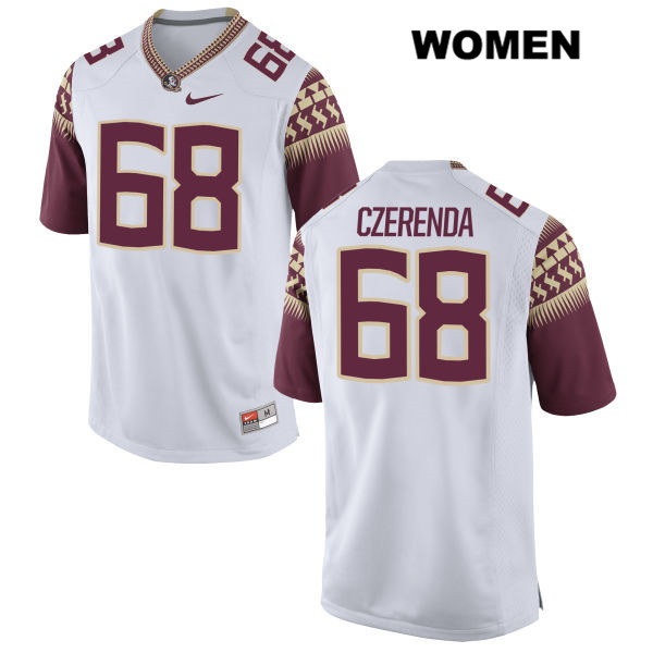 Women's NCAA Nike Florida State Seminoles #68 Jeremy Czerenda College White Stitched Authentic Football Jersey UCR1169AD